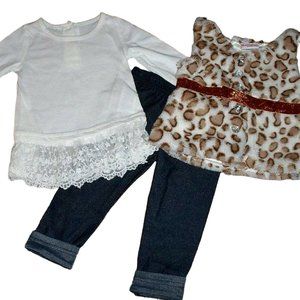 Nannette Kids Baby Girls Leopard Vest 3pc Set Outfit Size 12M 18M 24M 12 NWT NEW